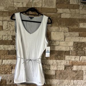 NWT Tommy Hilfiger Blouse, White front, blue and white stripe back